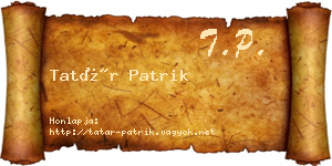 Tatár Patrik névjegykártya